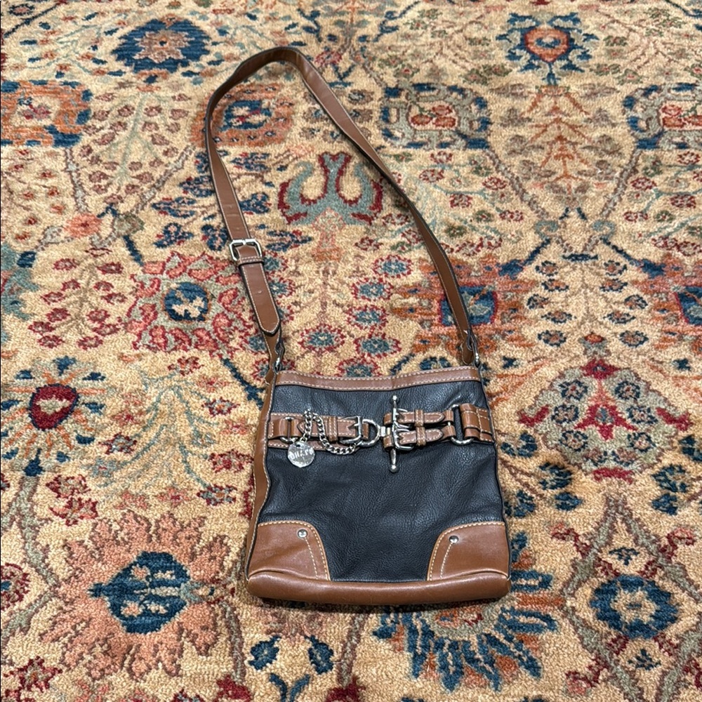 Chaps by Ralph Lauren Chic Black and Brown Crossbody Bag with Timeless Design